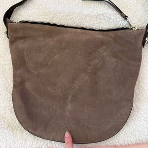 All Saints Taupe-Brown Leather Shoulder Bag